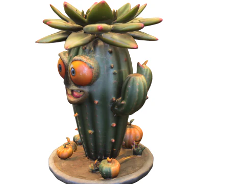 Creatura del deserto stilizzata del fumetto di Cactus Buddy Modello 3D