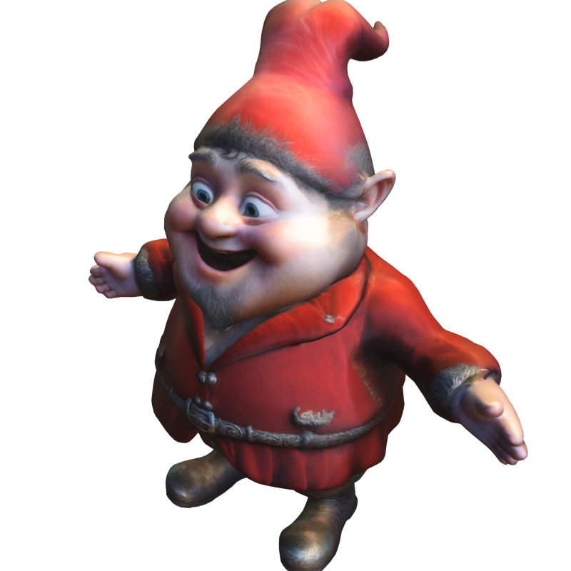Cheerful Garden Gnome 3D Model .c4d .max .obj .3ds .fbx .stl .blend 