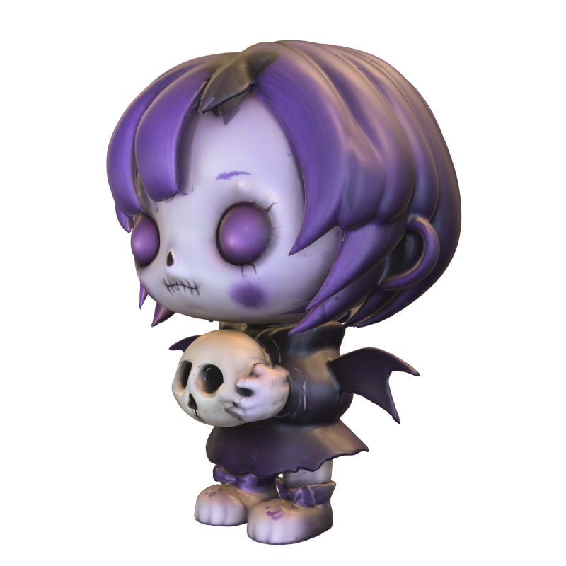 Chibi Gothic Girl with Skull 3Dモデル .c4d .max .obj .3ds .fbx .stl .blend