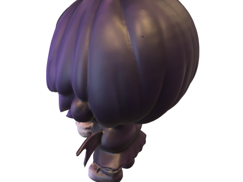 Chibi Gothic Girl with Skull 3Dモデル