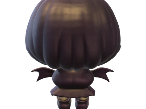 Chibi Gothic Girl with Skull 3D Model