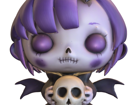 Chibi Gothic Girl with Skull 3Dモデル
