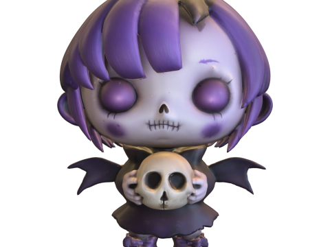 Chibi Gothic Girl with Skull 3Dモデル