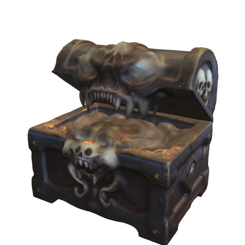 Haunted Skull Treasure Chest 3D Model .c4d .max .obj .3ds .fbx .stl .blend