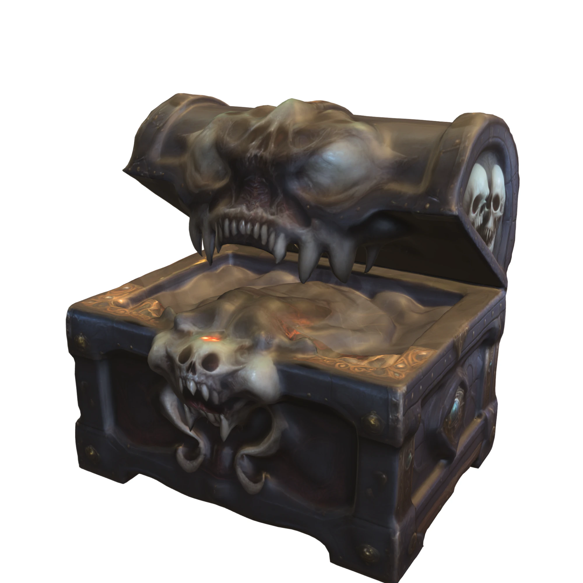 Haunted Skull Treasure Chest 3D Model .c4d .max .obj .3ds .fbx .stl .blend