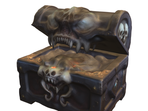 Haunted Skull Treasure Chest Model 3D
