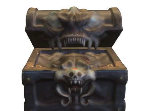 Haunted Skull Treasure Chest 3D Model