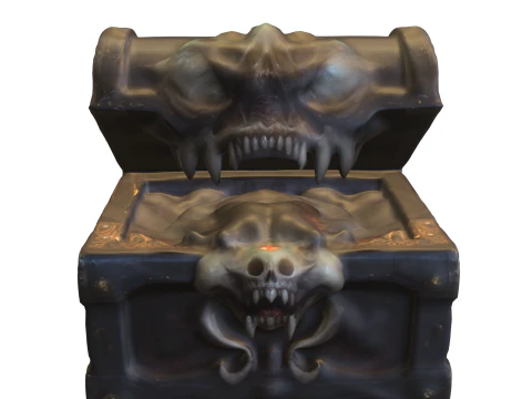 Haunted Skull Treasure Chest 3D Model