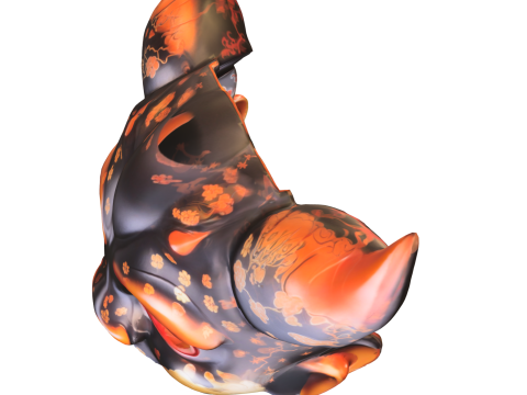 Floral Oni Demon Mask 3D Model
