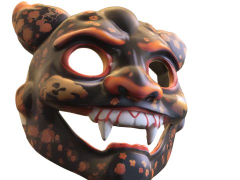 Floral Oni Demon Mask 3D Model