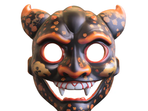Floral Oni Demon Mask 3D Model
