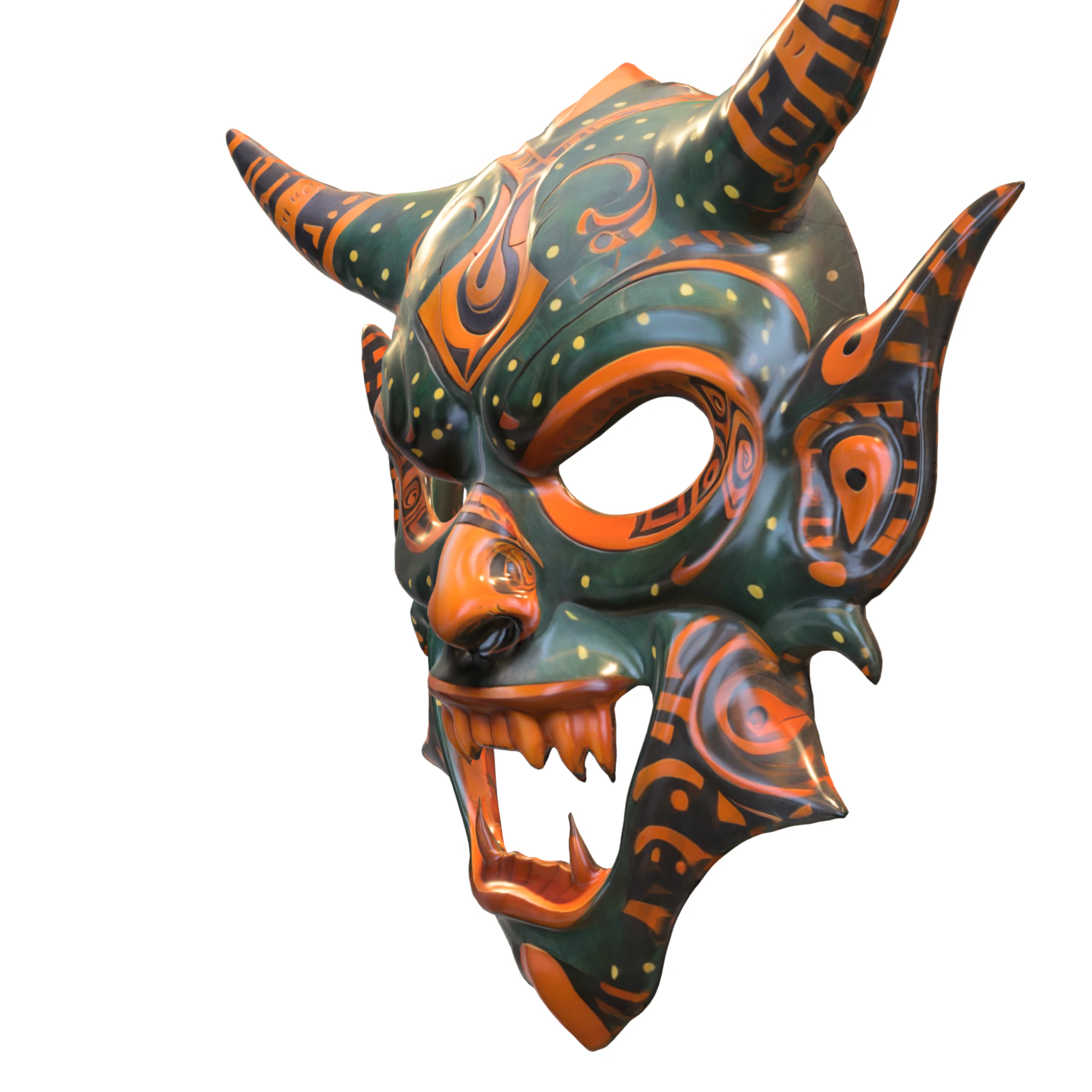 Tribal Demon Warrior Mask 3D Model .c4d .max .obj .3ds .fbx .stl .blend 