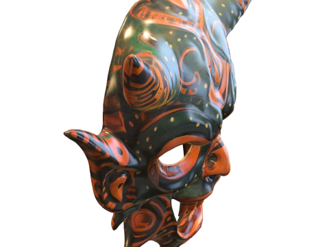 Tribal Demon Warrior Mask 3D Model