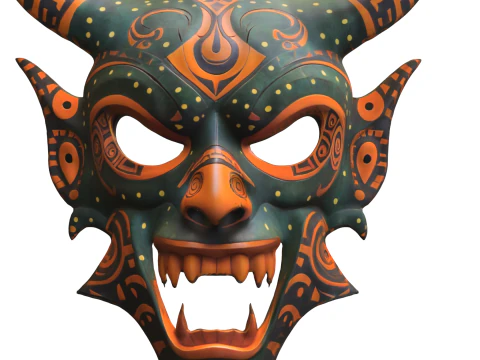 Tribal Demon Warrior Mask 3D Model