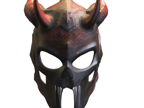 M&aacute;scara de Guerra Caveira Infernal Modelo 3D