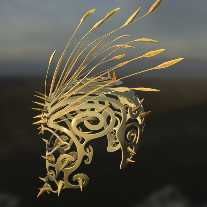 Golden Spiked Royal Fantasy Helmet Modelo 3D .c4d .max .obj .3ds .fbx .stl .blend