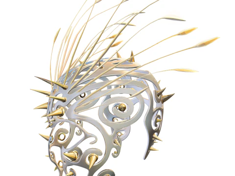 Golden Spiked Royal Fantasy Helmet 3D Model