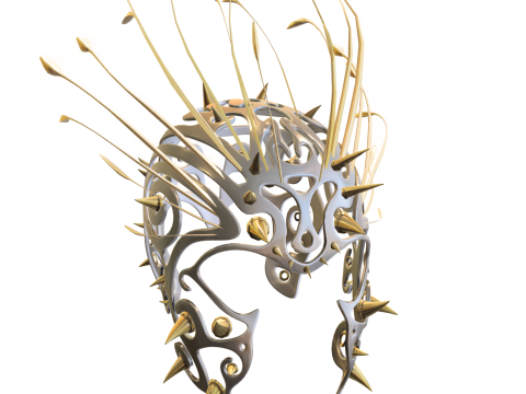 Golden Spiked Royal Fantasy Helmet Modelo 3D