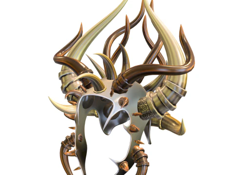 Demon&iacute;aco Asta Corona Fantas&iacute;a Con Cuernos Modelo 3D