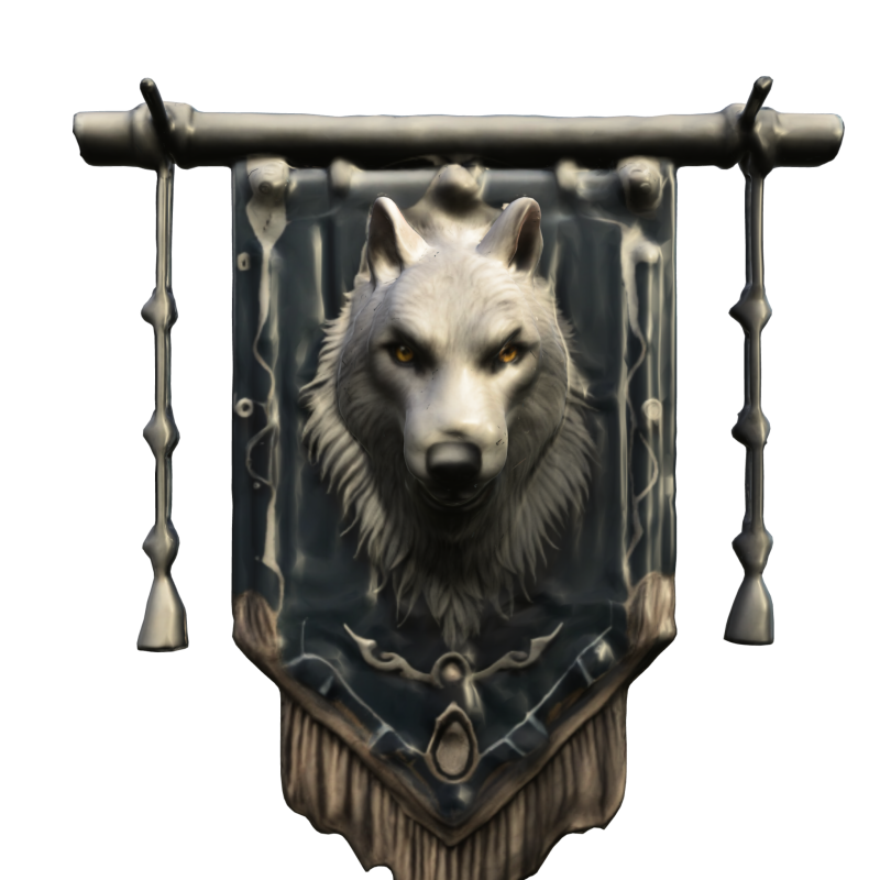 Wolf Clan Banner Medieval Wall Decoration Modèle 3D .c4d .max .obj .3ds .fbx .stl .blend