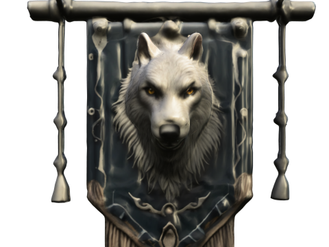 Wolf Clan Banner Medieval Wall Decoration 3D Модель