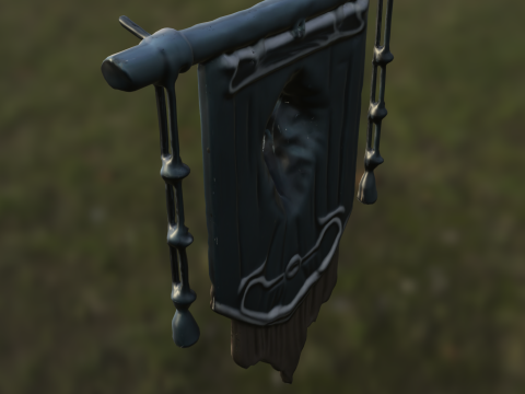 Wolf Clan Banner Medieval Wall Decoration Modèle 3D