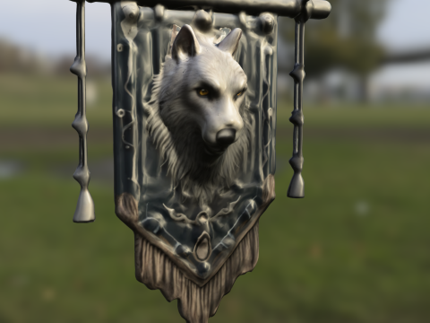 Wolf Clan Banner Medieval Wall Decoration Modèle 3D