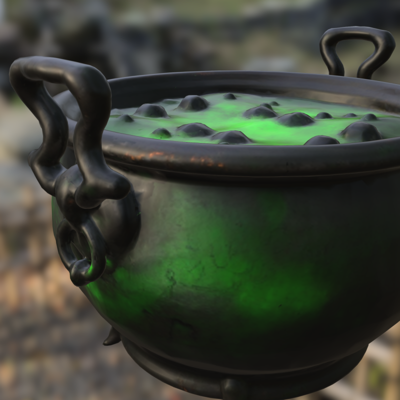 Witchs Bubbling Cauldron 3D Model .c4d .max .obj .3ds .fbx .stl .blend