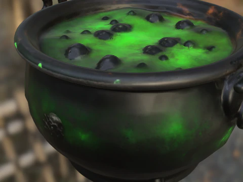 Witchs Bubbling Cauldron 3D Model