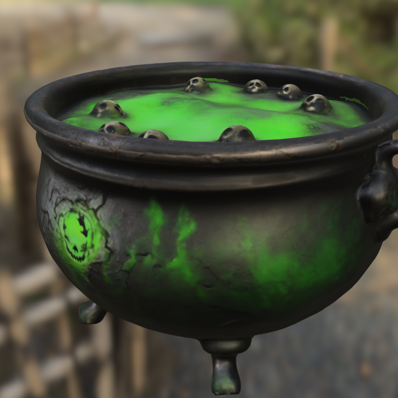 Haunted Skull Cauldron 3Dモデル .c4d .max .obj .3ds .fbx .stl .blend