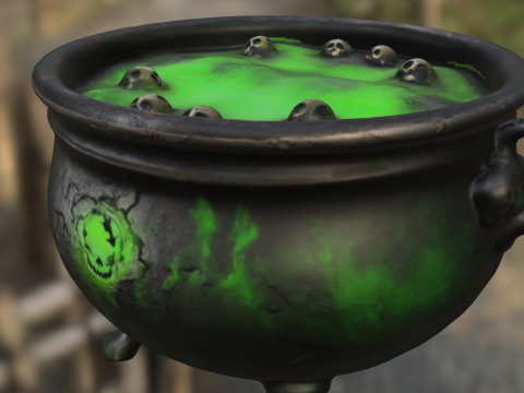 Haunted Skull Cauldron 3Dモデル