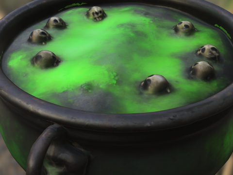 Haunted Skull Cauldron 3Dモデル