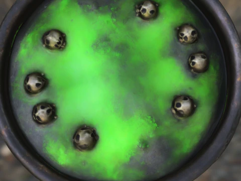 Haunted Skull Cauldron 3D Model