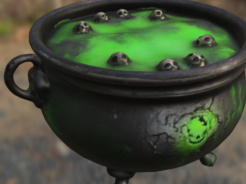 Haunted Skull Cauldron 3Dモデル