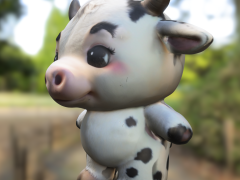 Adorable Cartoon Cow Farm 3Dモデル