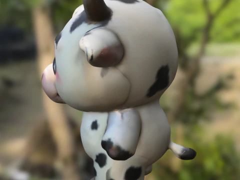 Adorable Cartoon Cow Farm 3D Model