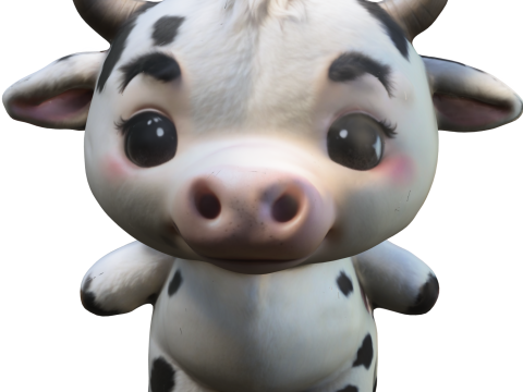 Adorable Cartoon Cow Farm Modello 3D