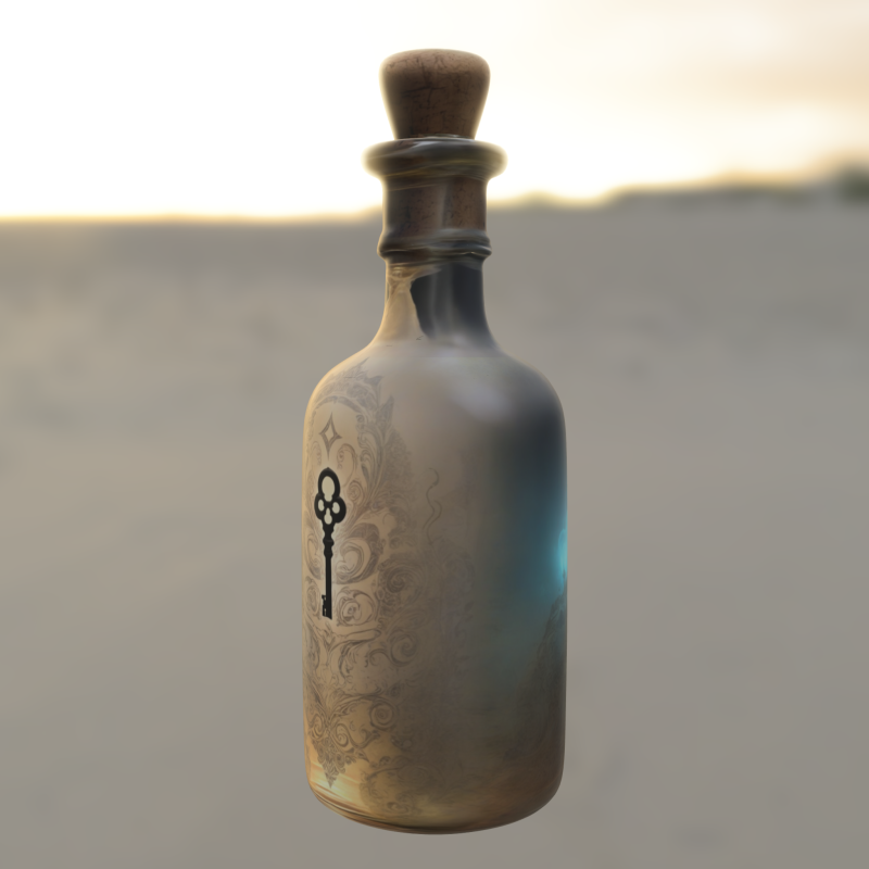 Mystical Key Bottle Fantasy Potion Container 3Dモデル .c4d .max .obj .3ds .fbx .stl .blend