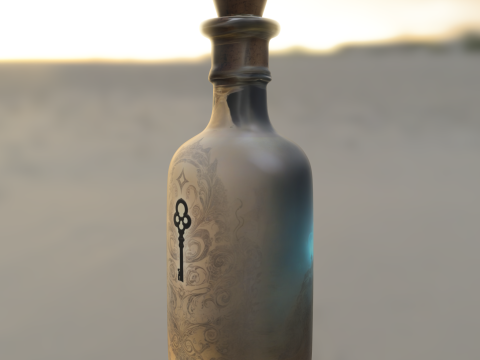 Mystical Key Bottle Fantasy Potion Container 3Dモデル