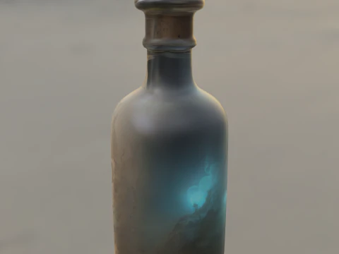 Mystical Key Bottle Fantasy Potion Container 3D Model