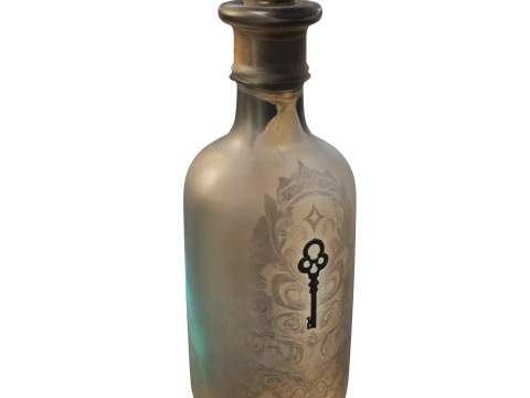 Mystical Key Bottle Fantasy Potion Container 3D Model