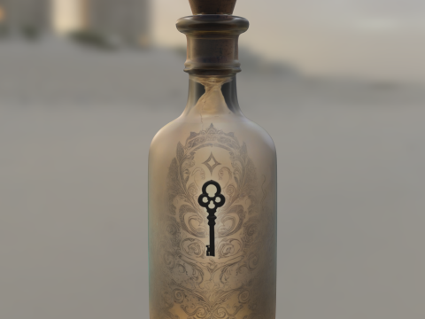 Mystical Key Bottle Fantasy Potion Container 3Dモデル