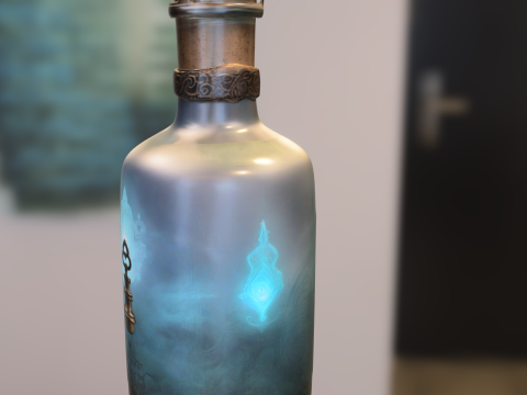 Mystic Key Vial Arcane Fantasy Potion Bottle 3D Модель