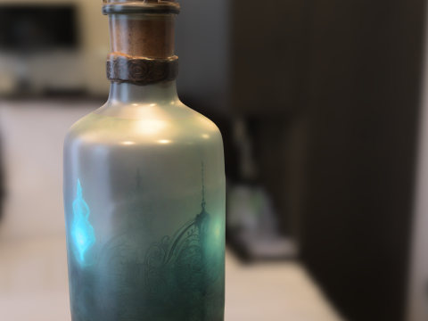 Mystic Key Vial Arcane Fantasy Potion Bottle 3D Модель