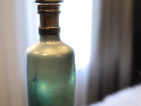 रहस्यवादी कुंजी शीशी रहस्यमय काल्पनिक औषधि बोतल 3D मॉडल