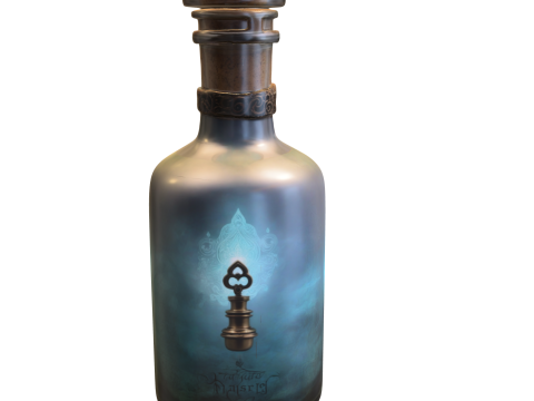 Mystic Key Vial Arcane Fantasy Potion Bottle 3D Модель