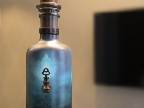 Mystic Key Vial Arcane Fantasy Potion Bottle 3D Модель