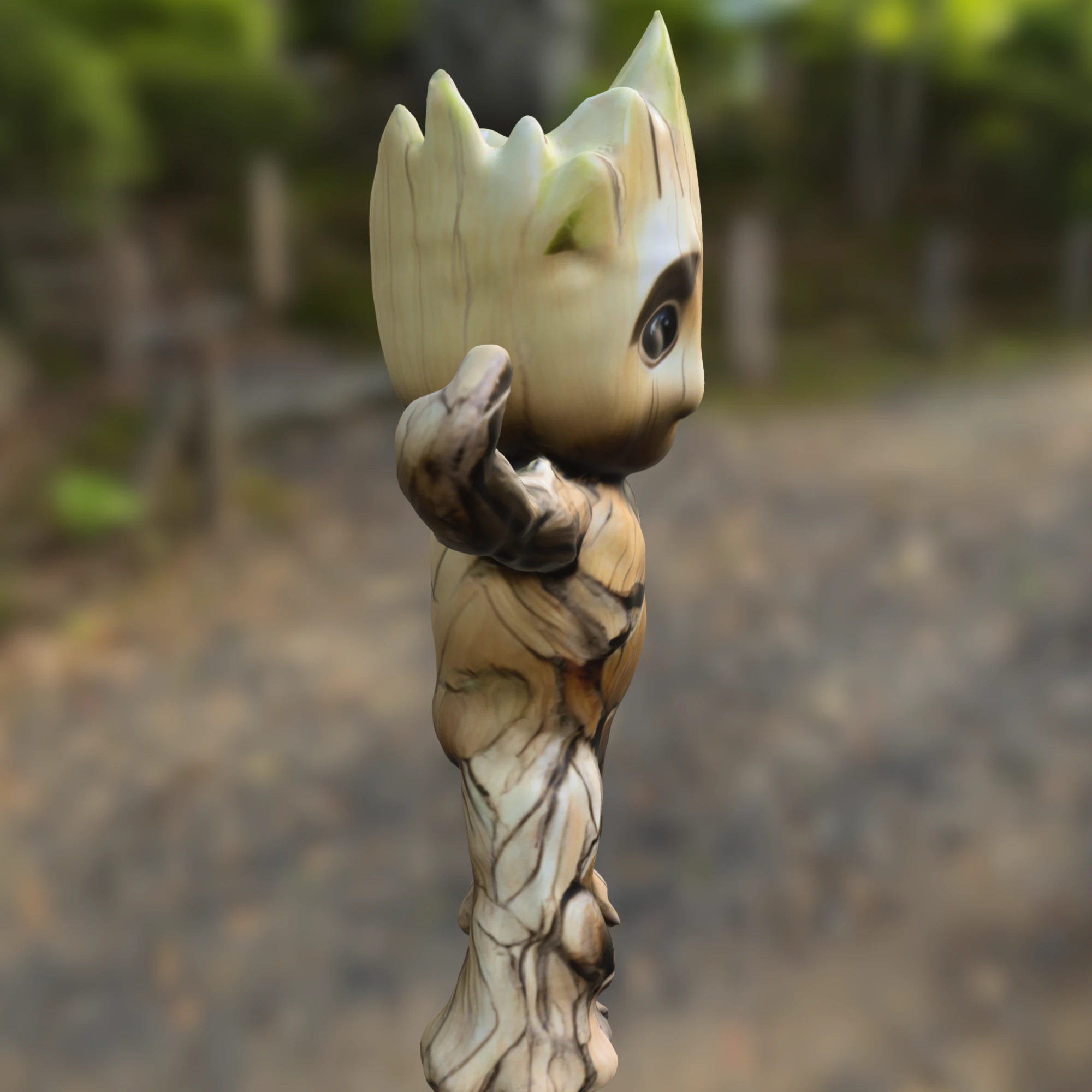 Muscular Tree Baby groot 3D Model .c4d .max .obj .3ds .fbx .stl .blend