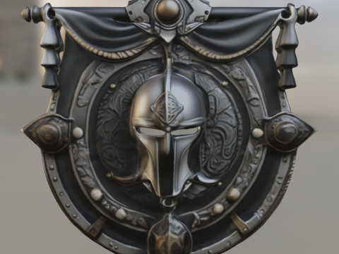 Medieval Warrior Wall Emblem Modello 3D