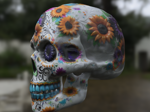 Decorated Sugar Skull Da de los Muertos 3Dモデル